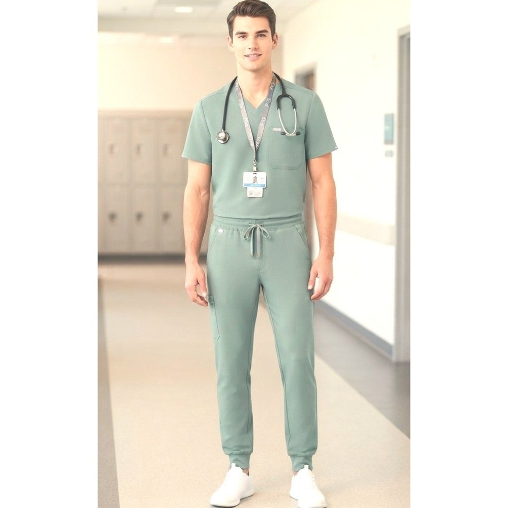 FIGS Tansen Jogger Scrubs Mens Size S Seafoam Green MXXSW2004 EUC